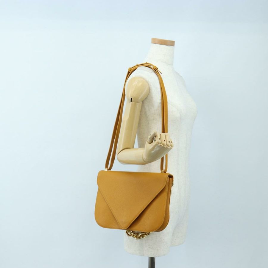 【日本直送】BOTTEGA VENETA Mount 鏈條單肩包 皮革 2way Orange Gold Auth 190656V-25