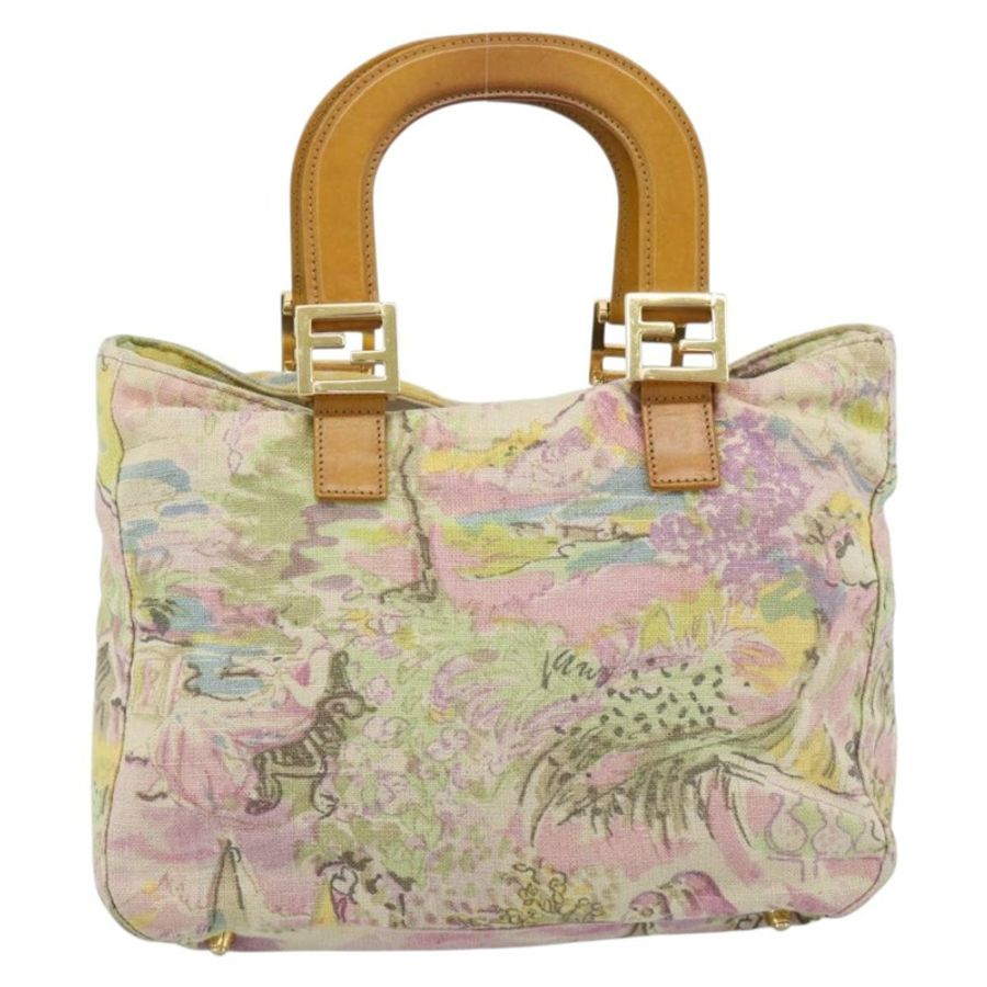 【日本直送】FENDI 手提包 帆布 米色 金色 正品 190653V-1