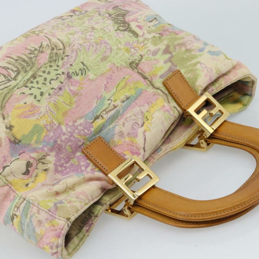 【日本直送】FENDI 手提包 帆布 米色 金色 正品 190653V-5