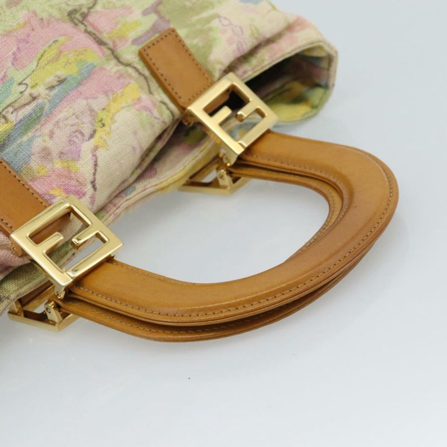 【日本直送】FENDI 手提包 帆布 米色 金色 正品 190653V-6