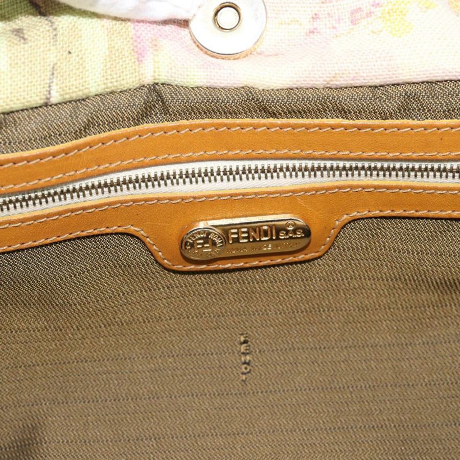【日本直送】FENDI 手提包 帆布 米色 金色 正品 190653V-16