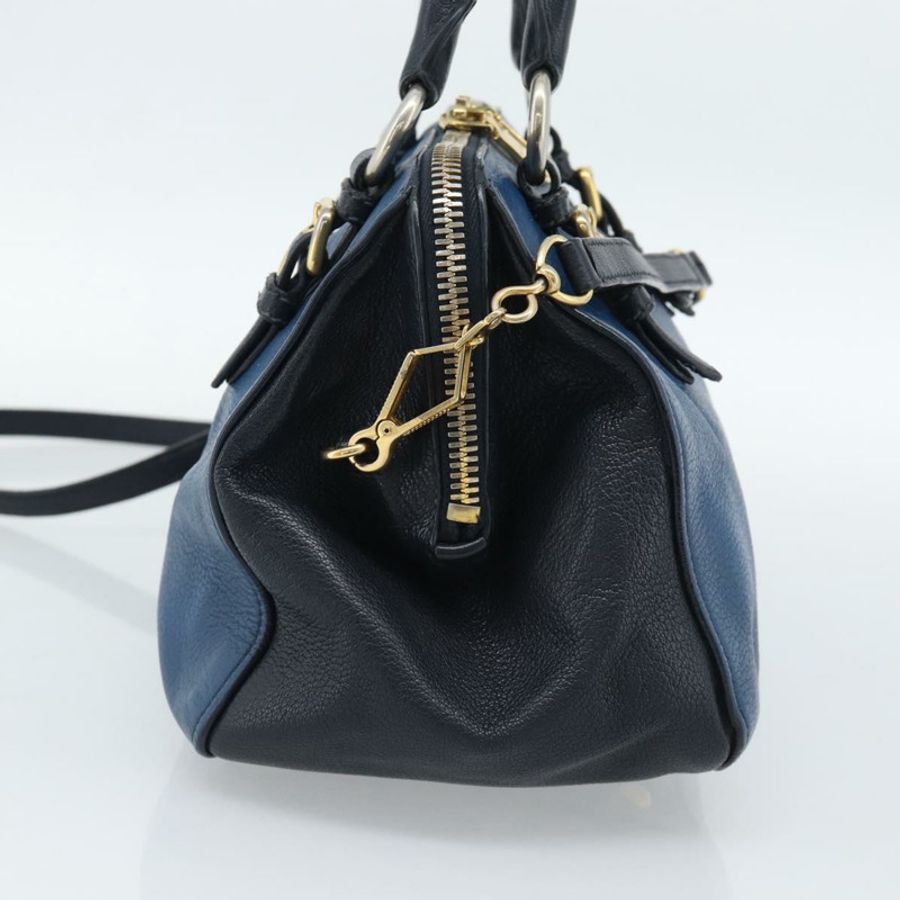 【日本直送】Miu Miu 手提包 皮革 兩用 藍色 金色 正品 190650-2