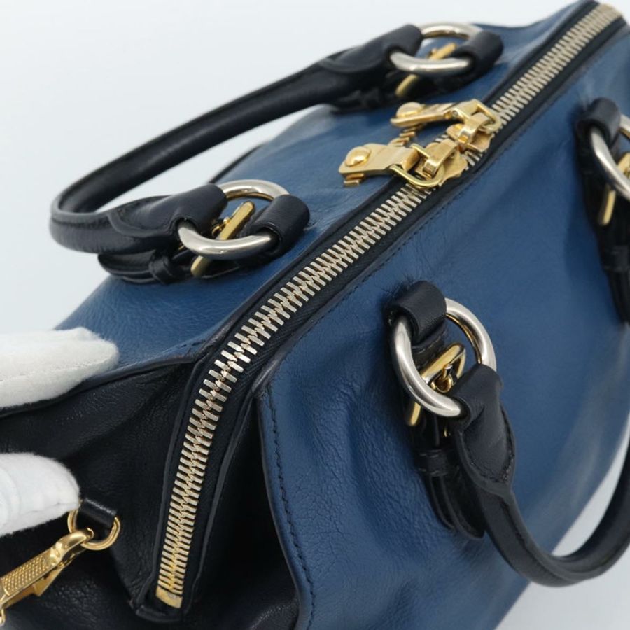 【日本直送】Miu Miu 手提包 皮革 兩用 藍色 金色 正品 190650-5