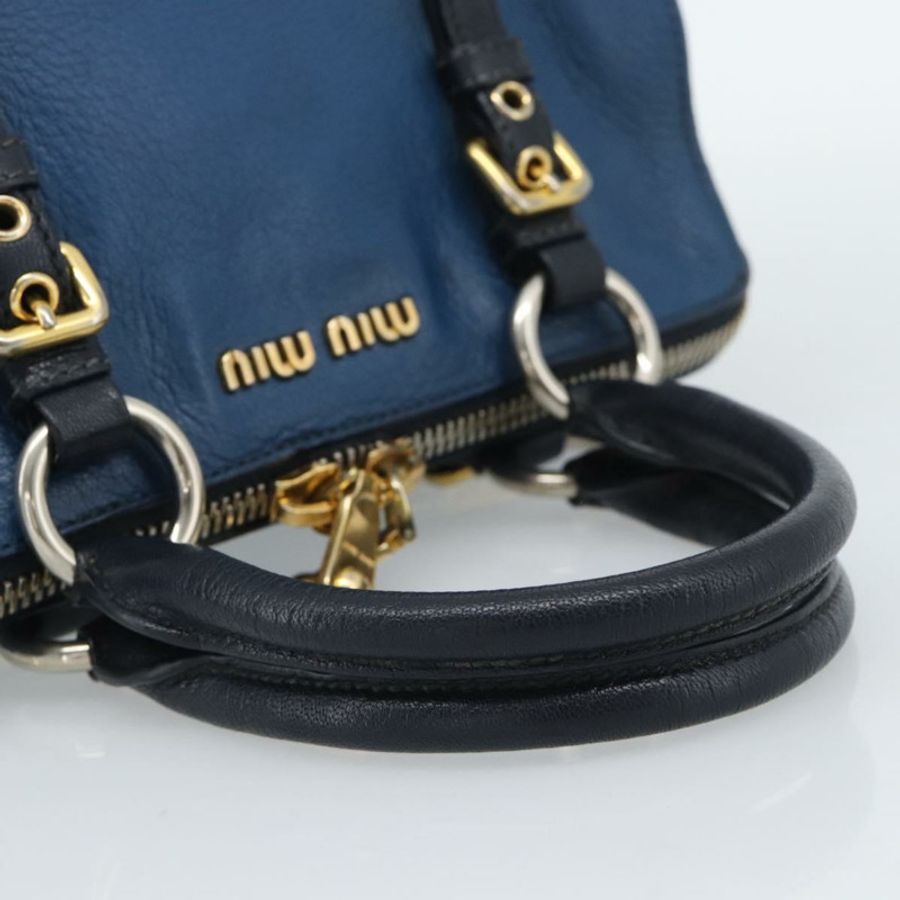 【日本直送】Miu Miu 手提包 皮革 兩用 藍色 金色 正品 190650-6
