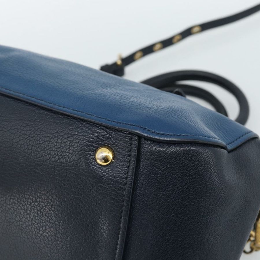 【日本直送】Miu Miu 手提包 皮革 兩用 藍色 金色 正品 190650-8
