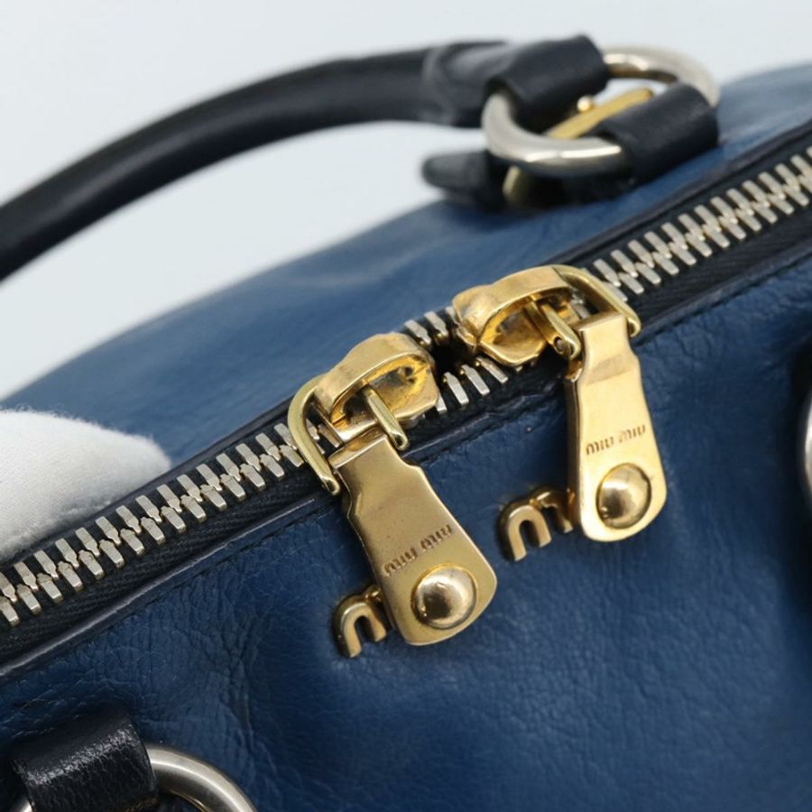 【日本直送】Miu Miu 手提包 皮革 兩用 藍色 金色 正品 190650-9