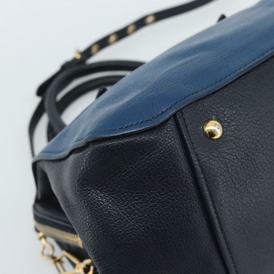 【日本直送】Miu Miu 手提包 皮革 兩用 藍色 金色 正品 190650-15