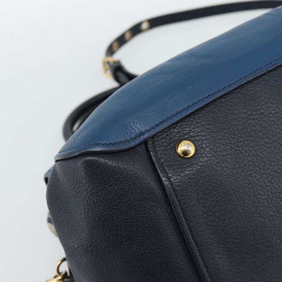 【日本直送】Miu Miu 手提包 皮革 兩用 藍色 金色 正品 190650-17