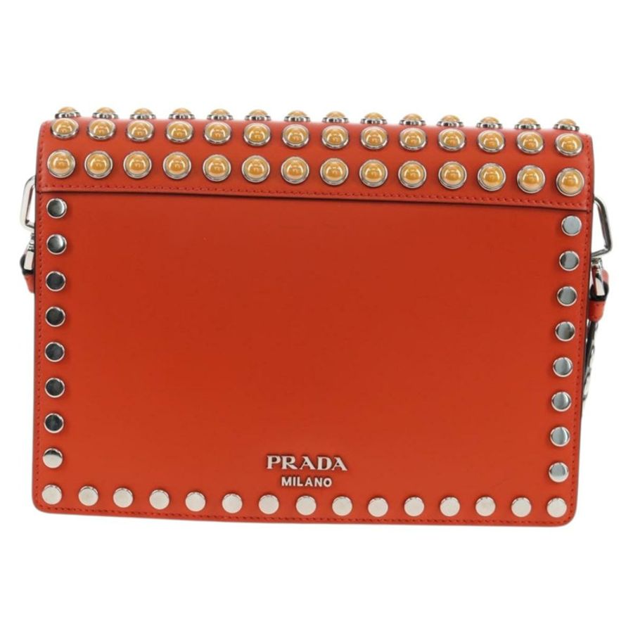 【日本直送】PRADA 橙色銀色皮革肩背包,貨號 190652M-1