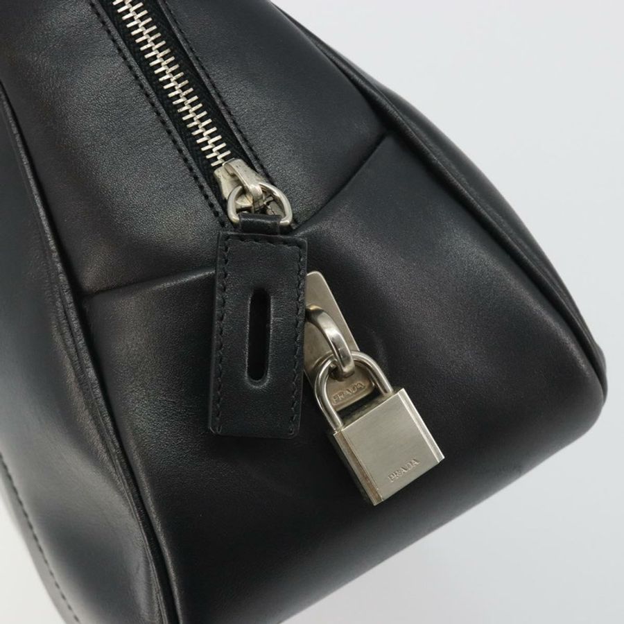【日本直送】PRADA 保齡球手袋 皮革 黑色 銀色 正品 190893A-16