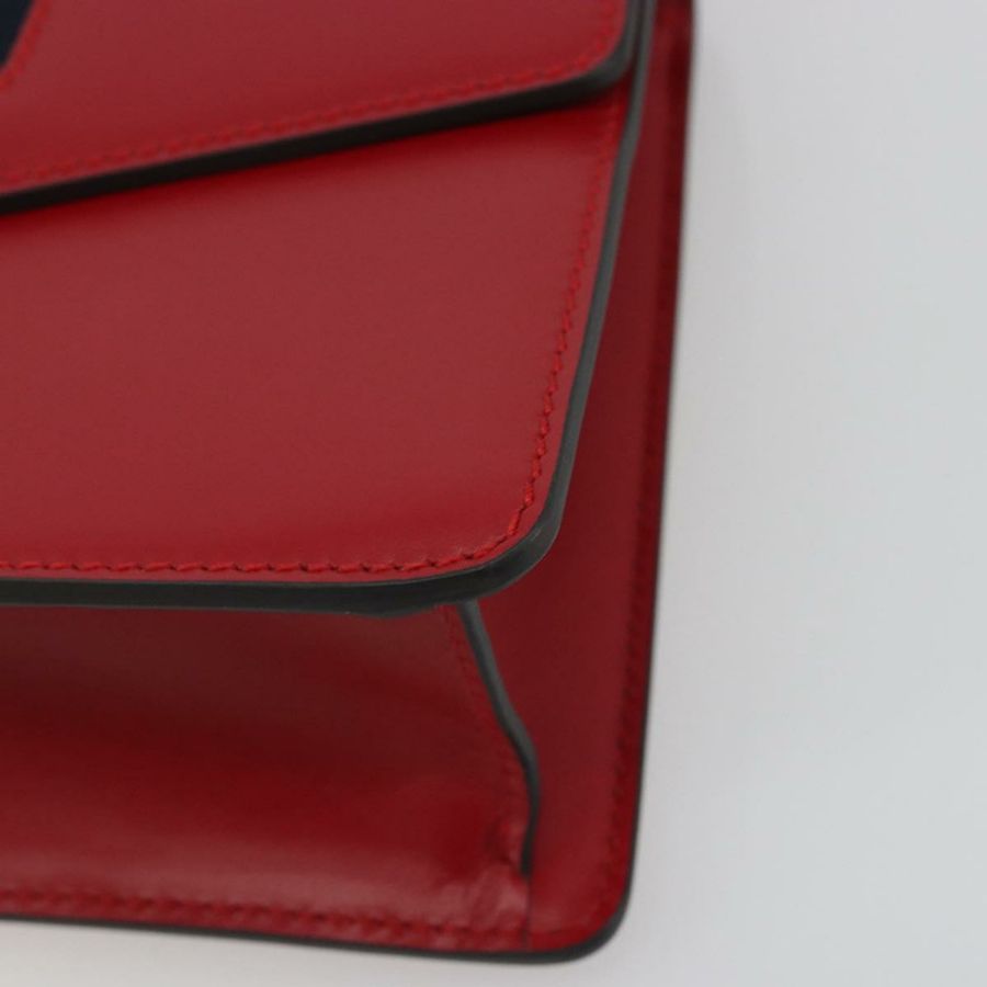 【日本直送】GUCCI Sherry Line Silvi 單肩包,皮革,紅色,金色,421882,正品編號 190243V-7