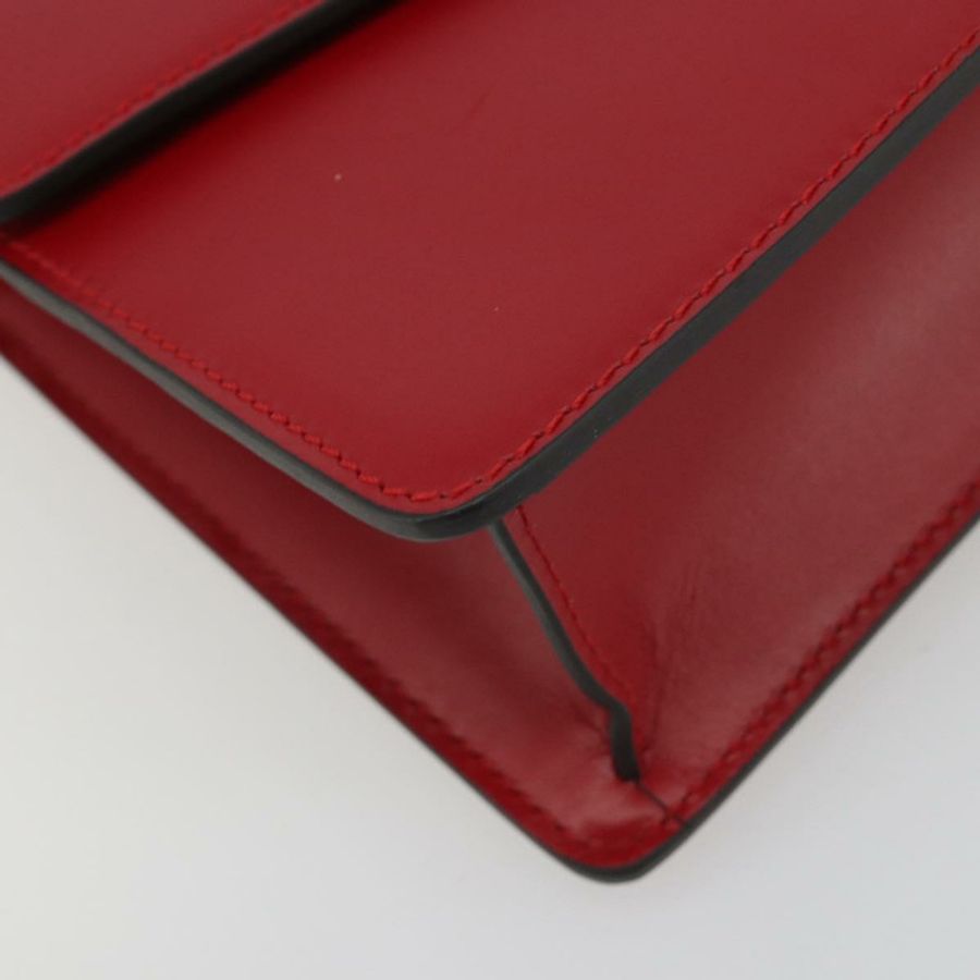 【日本直送】GUCCI Sherry Line Silvi 單肩包,皮革,紅色,金色,421882,正品編號 190243V-14