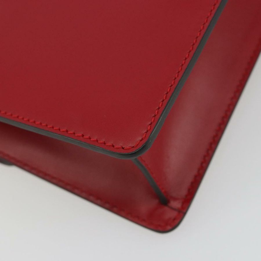 【日本直送】GUCCI Sherry Line Silvi 單肩包,皮革,紅色,金色,421882,正品編號 190243V-16