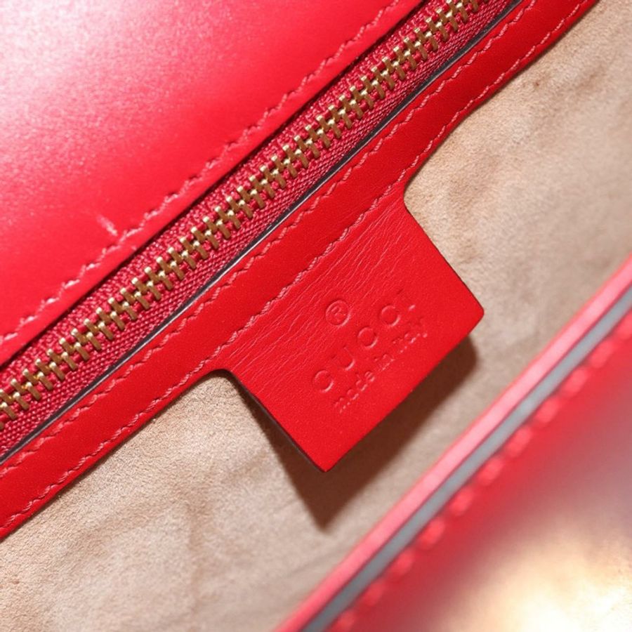 【日本直送】GUCCI Sherry Line Silvi 單肩包,皮革,紅色,金色,421882,正品編號 190243V-19