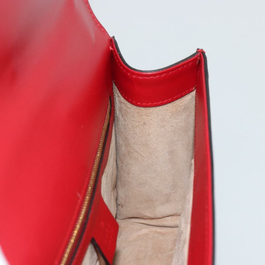【日本直送】GUCCI Sherry Line Silvi 單肩包,皮革,紅色,金色,421882,正品編號 190243V-20
