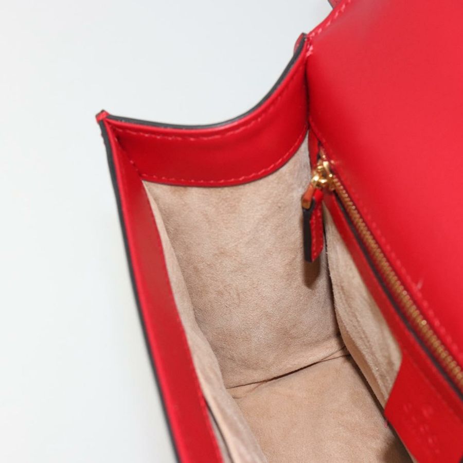 【日本直送】GUCCI Sherry Line Silvi 單肩包,皮革,紅色,金色,421882,正品編號 190243V-21
