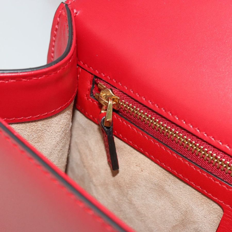 【日本直送】GUCCI Sherry Line Silvi 單肩包,皮革,紅色,金色,421882,正品編號 190243V-22