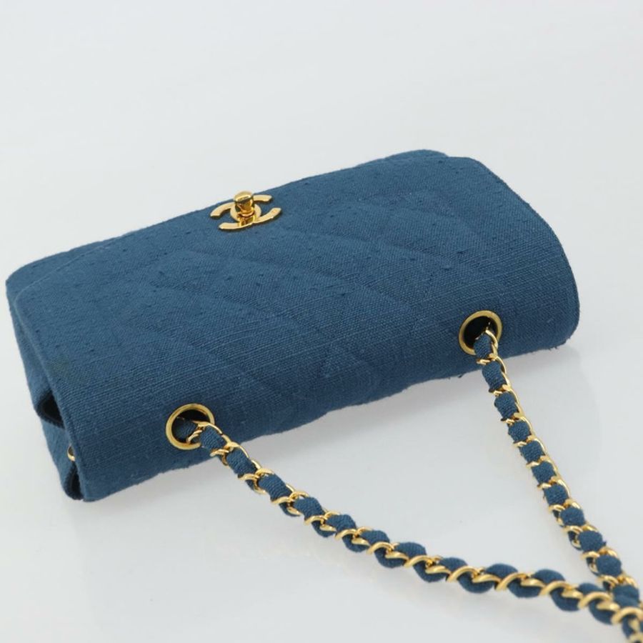 【日本直送】香奈兒 (CHANEL) 絎縫鏈條肩背包 帆布 藍色 金色 CC 標誌 Auth 191469SM-5