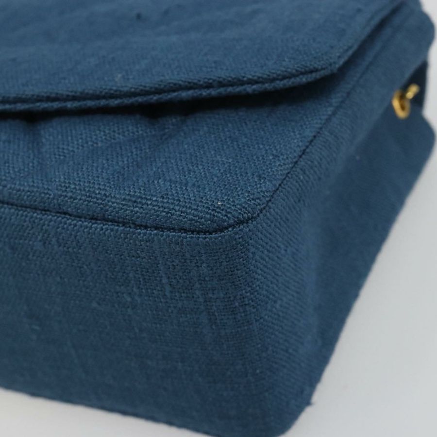 【日本直送】香奈兒 (CHANEL) 絎縫鏈條肩背包 帆布 藍色 金色 CC 標誌 Auth 191469SM-14