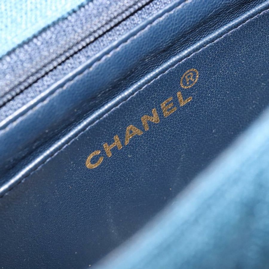 【日本直送】香奈兒 (CHANEL) 絎縫鏈條肩背包 帆布 藍色 金色 CC 標誌 Auth 191469SM-20