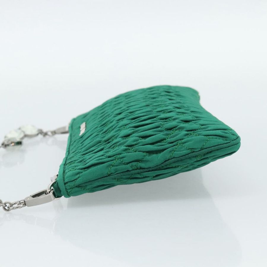 【日本直送】Miu Miu Gathered Bijoux 鏈條單肩包 帆布 綠色 銀色 正品 191478SM-2