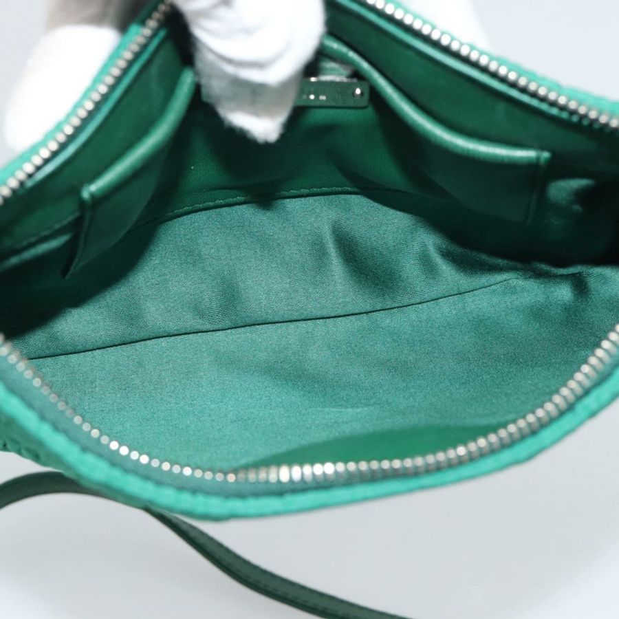【日本直送】Miu Miu Gathered Bijoux 鏈條單肩包 帆布 綠色 銀色 正品 191478SM-9