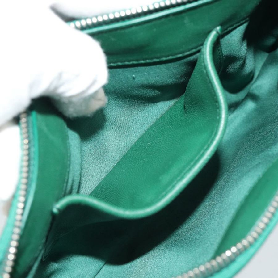 【日本直送】Miu Miu Gathered Bijoux 鏈條單肩包 帆布 綠色 銀色 正品 191478SM-23
