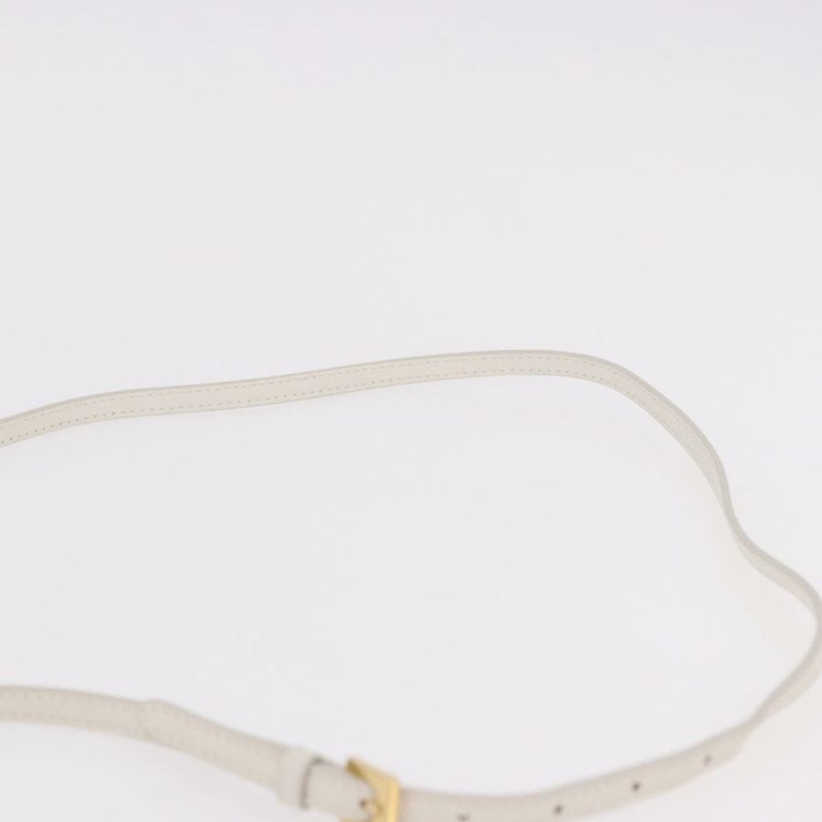 【日本直送】Miu Miu Matelasse Micro Bag Vanity Shoulder Bag Leather White Gold Auth 191450SM-13