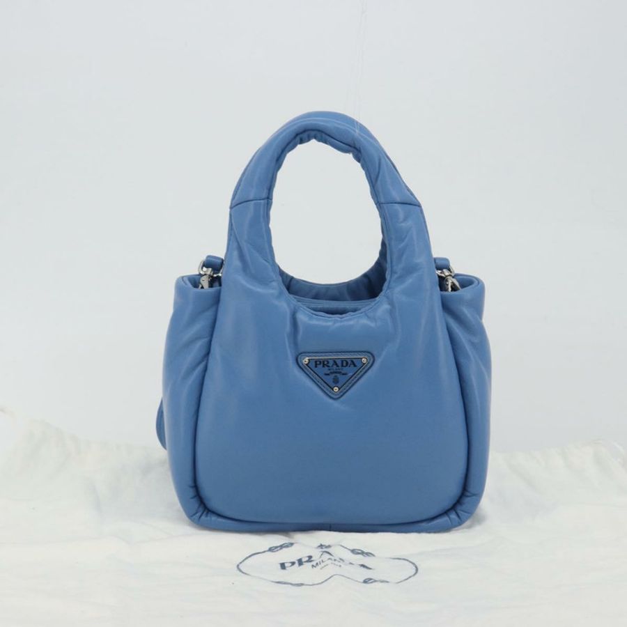 【日本直送】PRADA 手袋 皮革 兩用 藍色 銀色 正品 191476SM-11