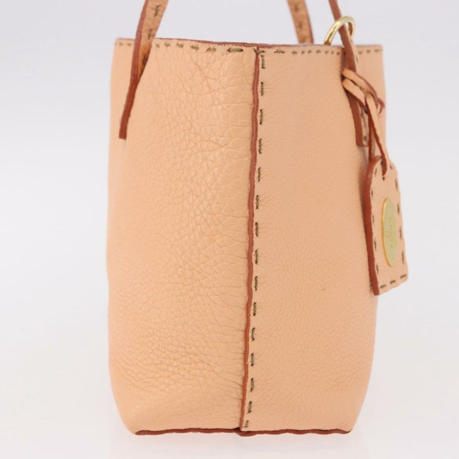【日本直送】FENDI Celeria 手提包,皮革材質,帶小包,橙色/金色,正品編號 191347V-3
