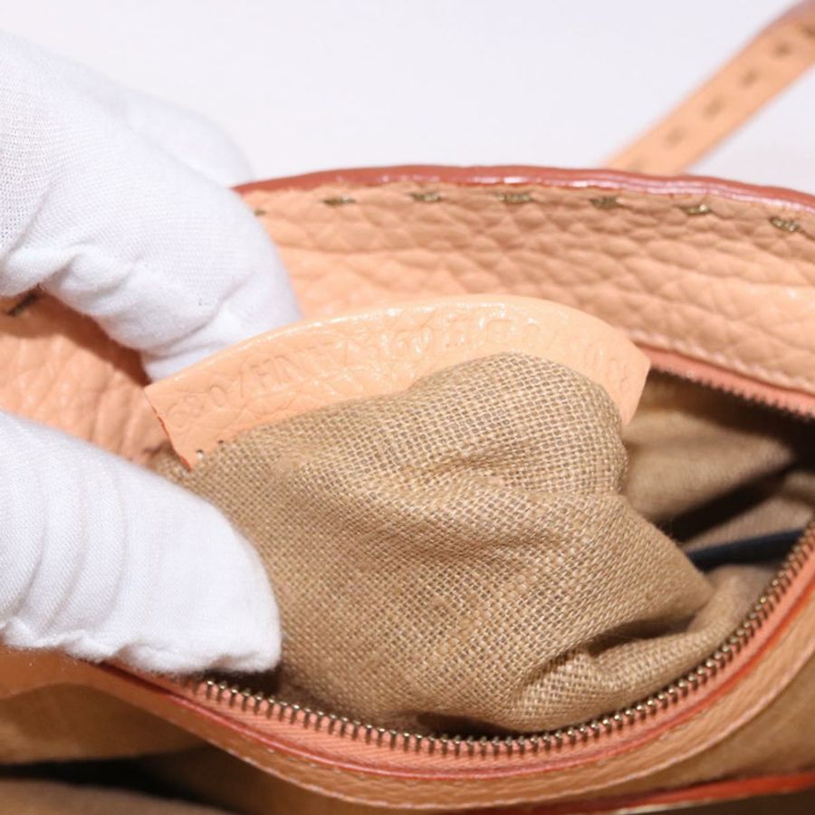 【日本直送】FENDI Celeria 手提包,皮革材質,帶小包,橙色/金色,正品編號 191347V-10