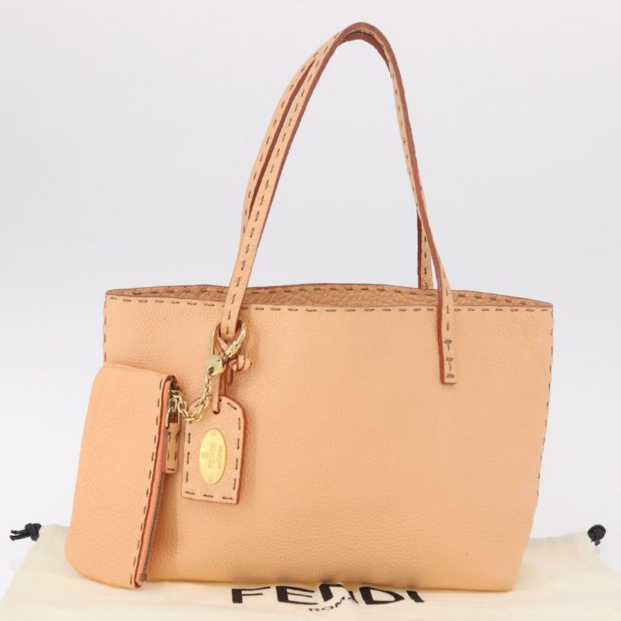 【日本直送】FENDI Celeria 手提包,皮革材質,帶小包,橙色/金色,正品編號 191347V-11