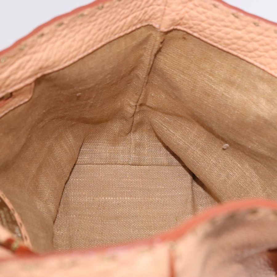 【日本直送】FENDI Celeria 手提包,皮革材質,帶小包,橙色/金色,正品編號 191347V-19