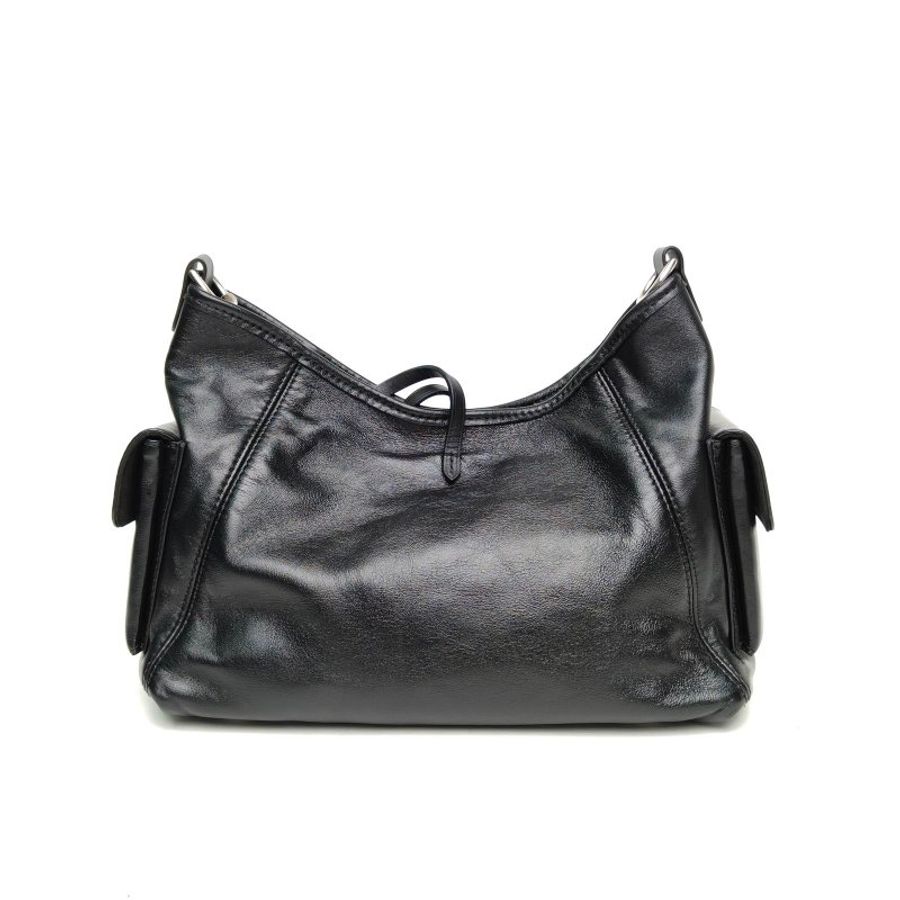 LOUIS VUITTON CARRYALLCargo小號黑色羊皮革銀扣晶片肩背包-2