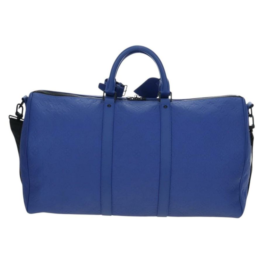 【日本直送】路易威登 Monogram Taurillon Keepall Bandouliere 50 藍色旅行包 Auth 191461SM-1