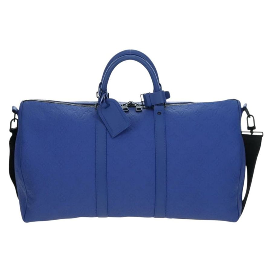 【日本直送】路易威登 Monogram Taurillon Keepall Bandouliere 50 藍色旅行包 Auth 191461SM-12