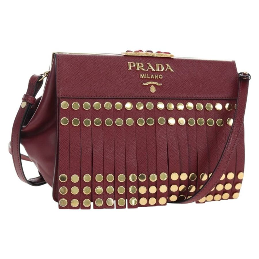 【日本直送】PRADA 單肩包 Safiano 皮革 波爾多金 Auth 191473V-0