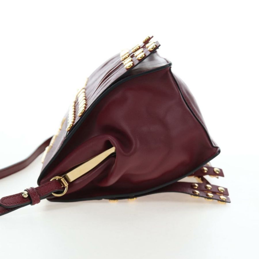 【日本直送】PRADA 單肩包 Safiano 皮革 波爾多金 Auth 191473V-2