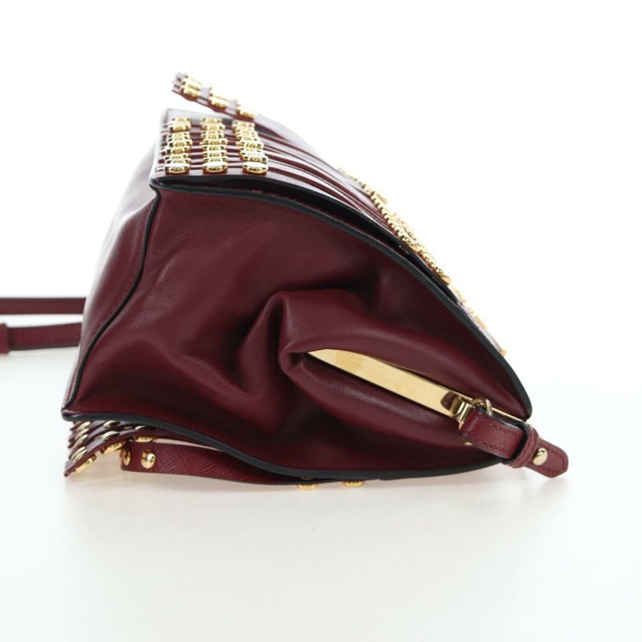 【日本直送】PRADA 單肩包 Safiano 皮革 波爾多金 Auth 191473V-3