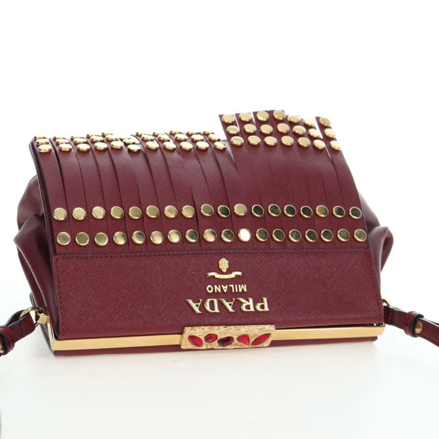 【日本直送】PRADA 單肩包 Safiano 皮革 波爾多金 Auth 191473V-5