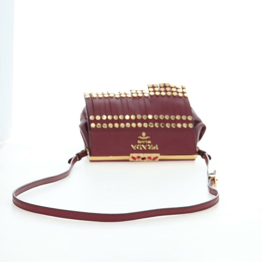 【日本直送】PRADA 單肩包 Safiano 皮革 波爾多金 Auth 191473V-6