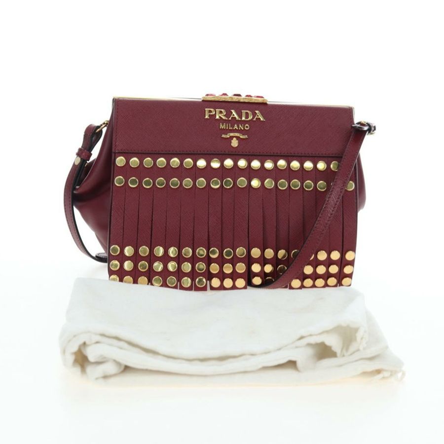 【日本直送】PRADA 單肩包 Safiano 皮革 波爾多金 Auth 191473V-11