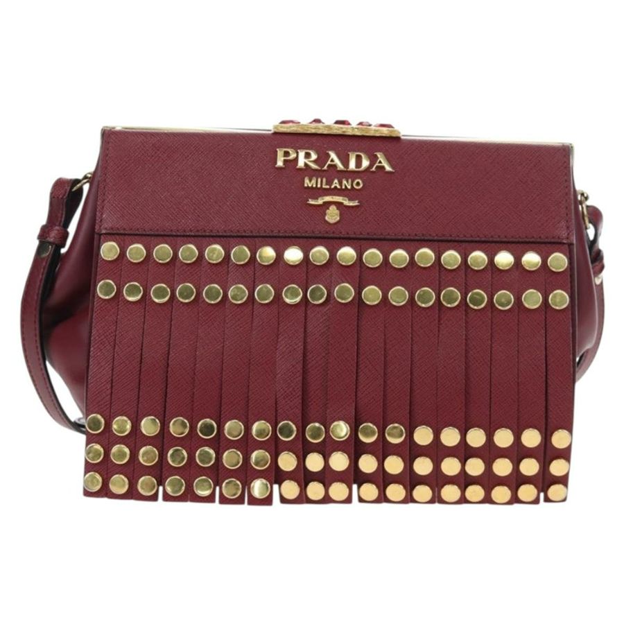 【日本直送】PRADA 單肩包 Safiano 皮革 波爾多金 Auth 191473V-12