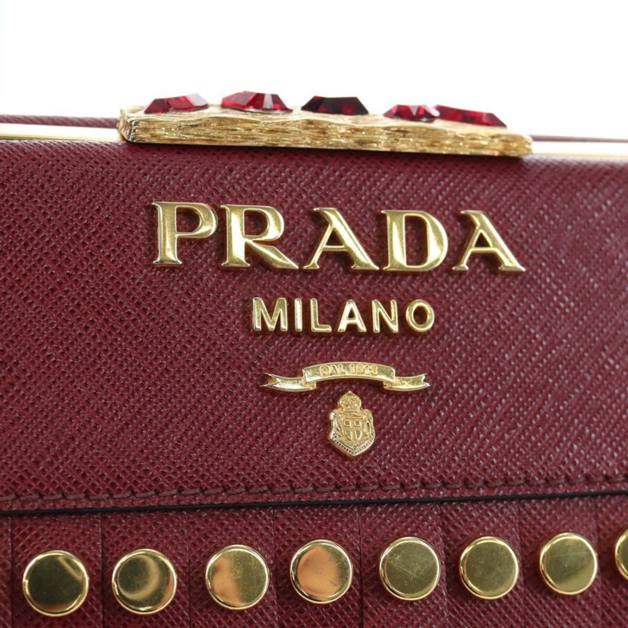 【日本直送】PRADA 單肩包 Safiano 皮革 波爾多金 Auth 191473V-18