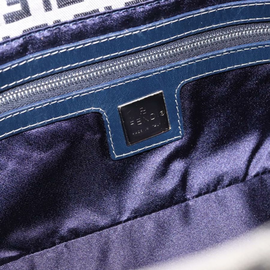 【日本直送】FENDI Zucchino帆布Mamma Baguette單肩包 海軍藍 銀色 正品 191734V-20