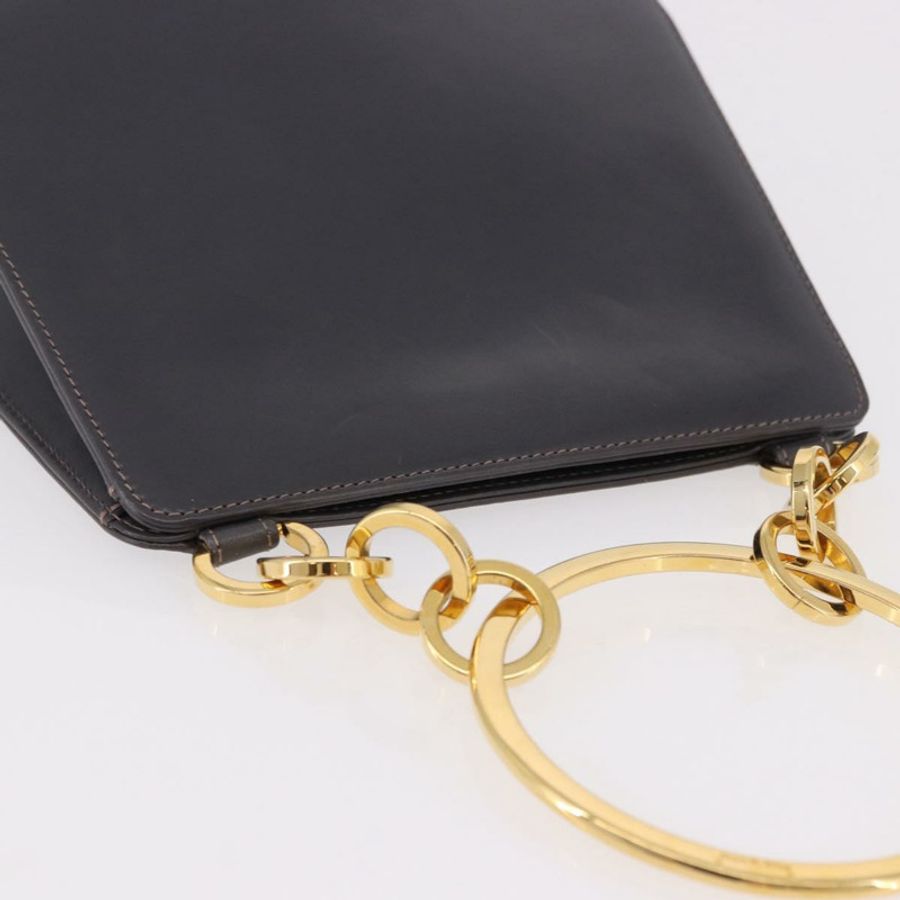 【日本直送】Salvatore Ferragamo 金屬手提包 皮革 灰色 金色色調 正品 191753A-5