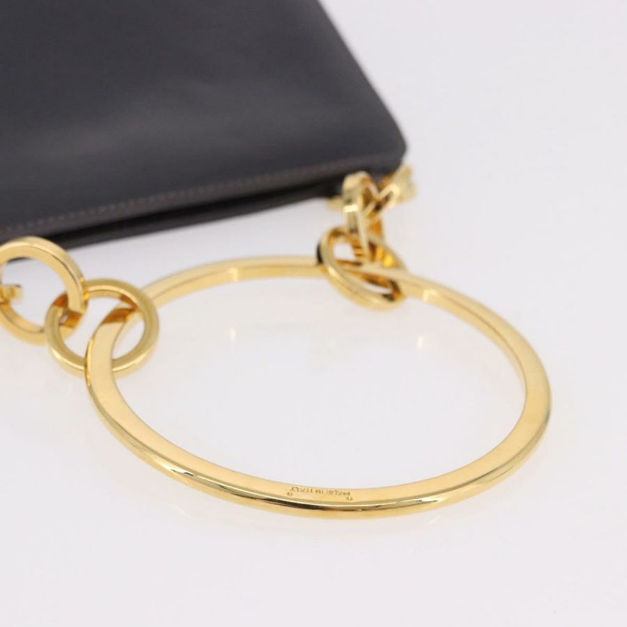 【日本直送】Salvatore Ferragamo 金屬手提包 皮革 灰色 金色色調 正品 191753A-6