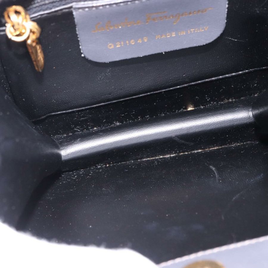 【日本直送】Salvatore Ferragamo 金屬手提包 皮革 灰色 金色色調 正品 191753A-9
