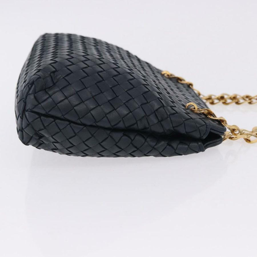 【日本直送】BOTTEGA VENETA INTRECCIATO 鏈條肩背包 皮革 海軍藍 金色 正品 191793V-2