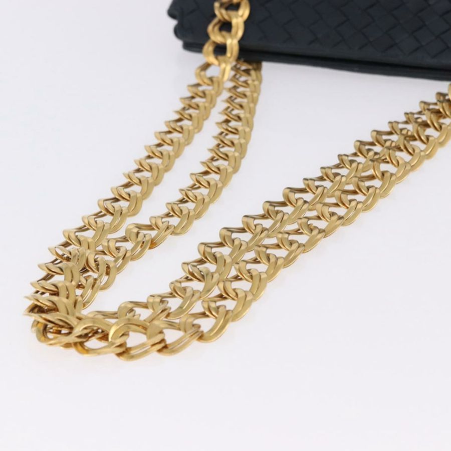 【日本直送】BOTTEGA VENETA INTRECCIATO 鏈條肩背包 皮革 海軍藍 金色 正品 191793V-6